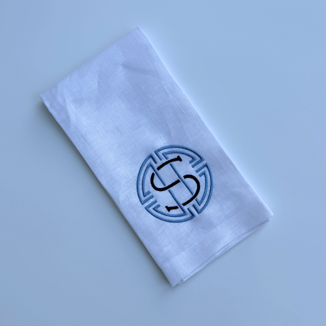 Medallion Initial Linen Guest Towel