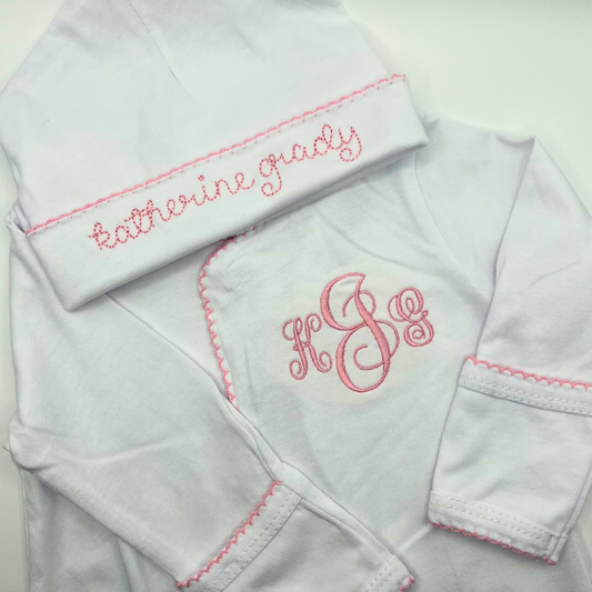 Picot Trim Gown with Hidden Snaps