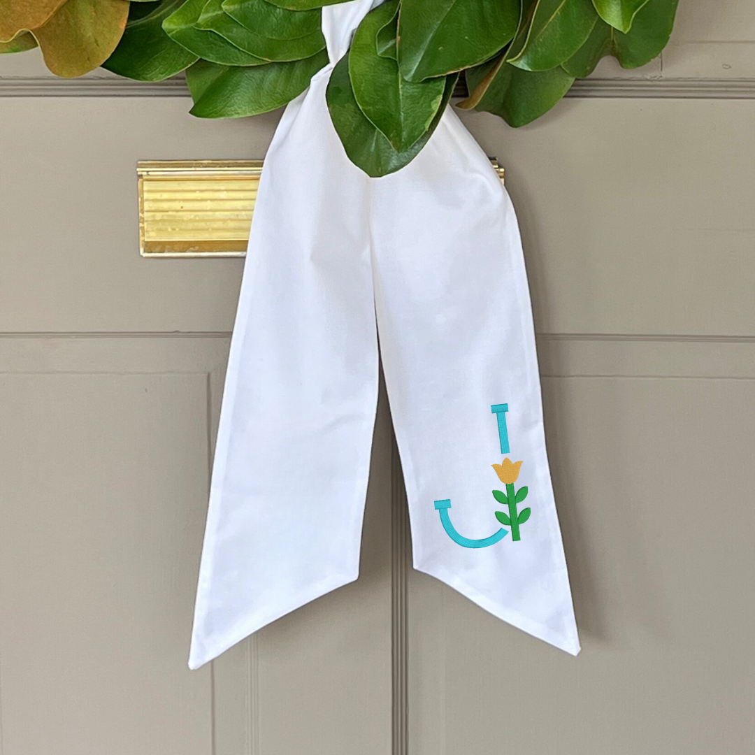Tulip Initial Wreath Sash