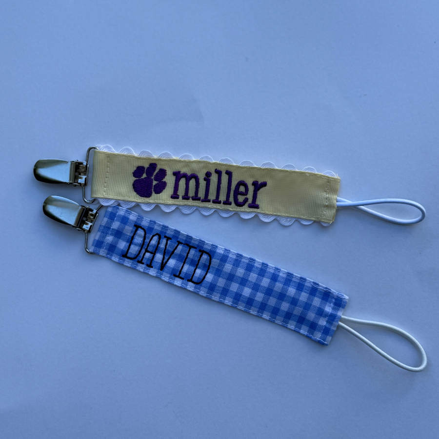 Gingham Pacifier Clip