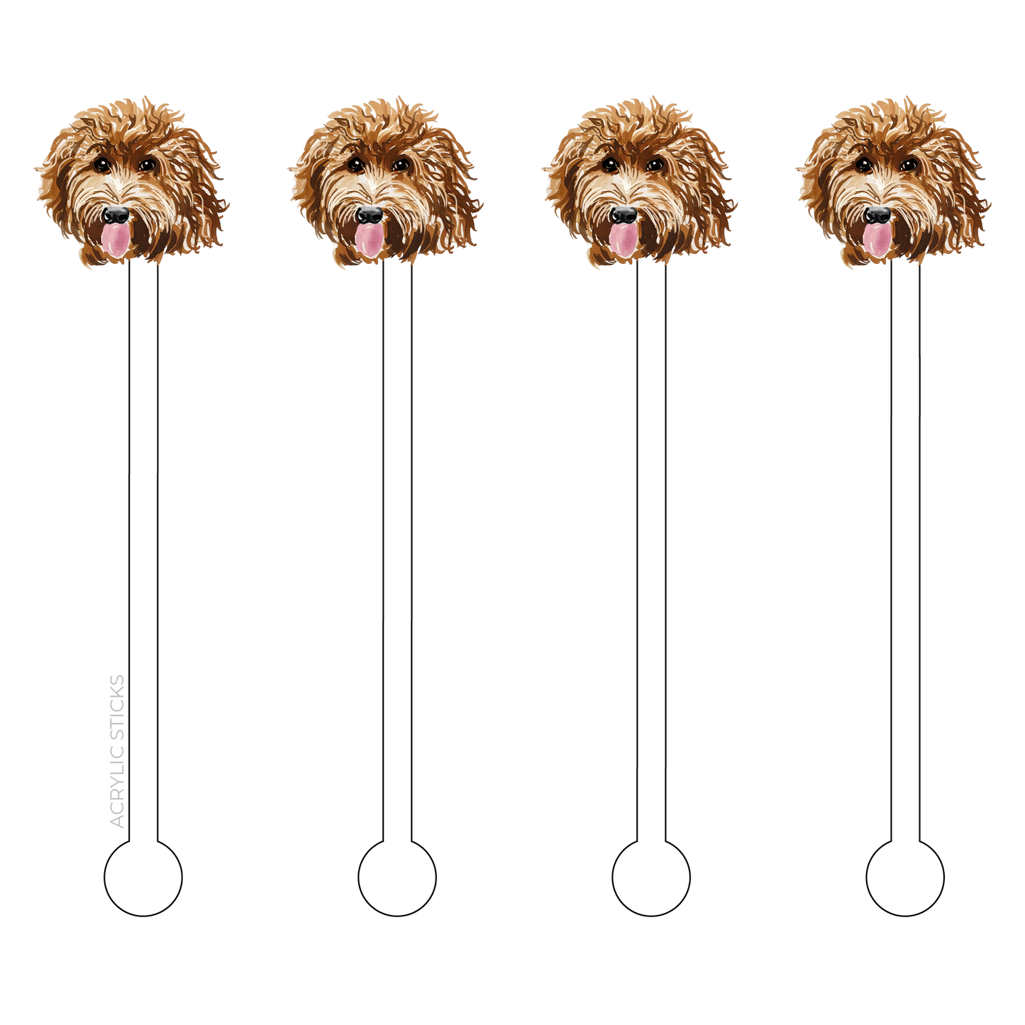 Golden Doodle Acrylic Stir Sticks