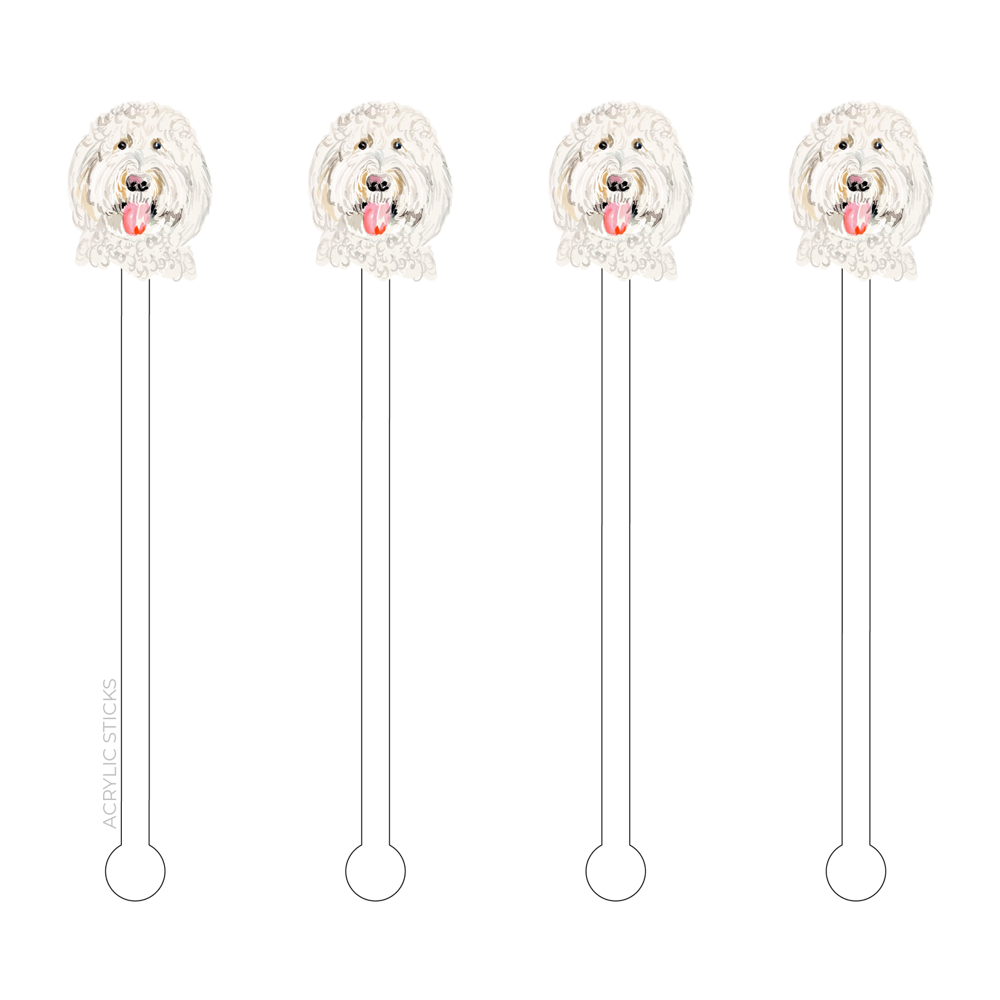 White Doodle Acrylic Stir Sticks
