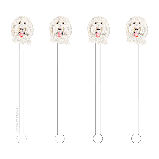 White Doodle Acrylic Stir Sticks