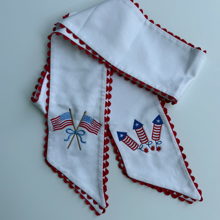 Red Trimmed 4th of July Wreath Sash