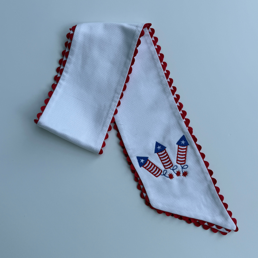 Red Trimmed 4th of July Wreath Sash