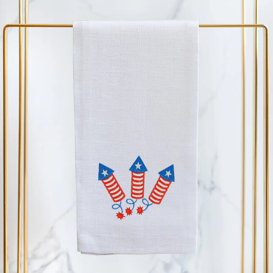 Fire Cracker Linen Guest Towel