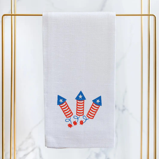 Fire Cracker Linen Guest Towel