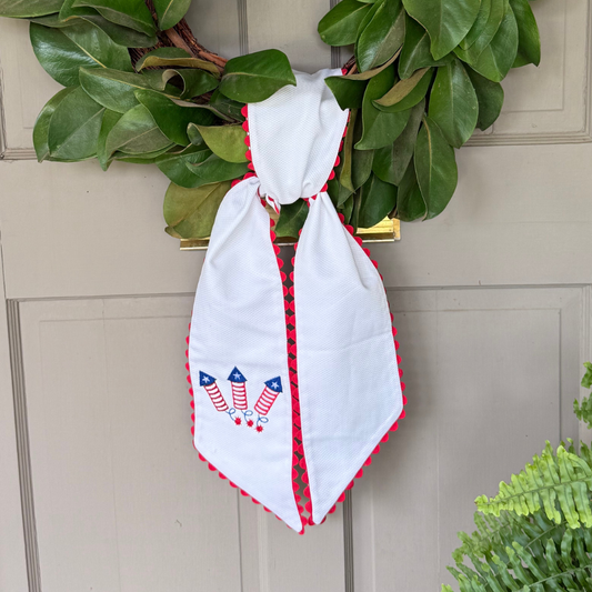 Red Trimmed 4th of July Wreath Sash