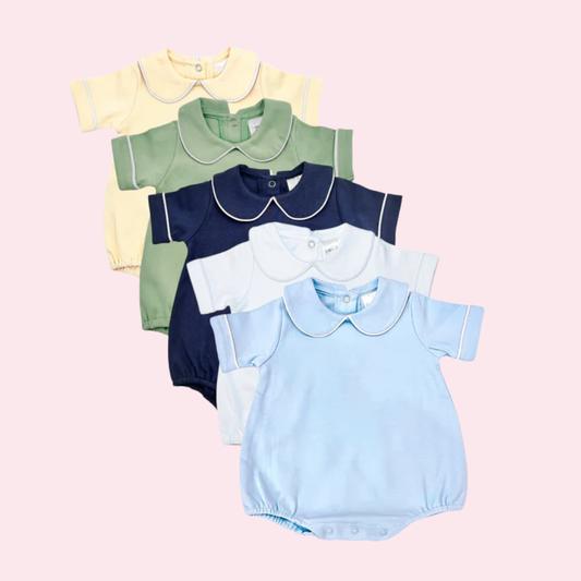 Piped Collar Short Sleeve Bubble