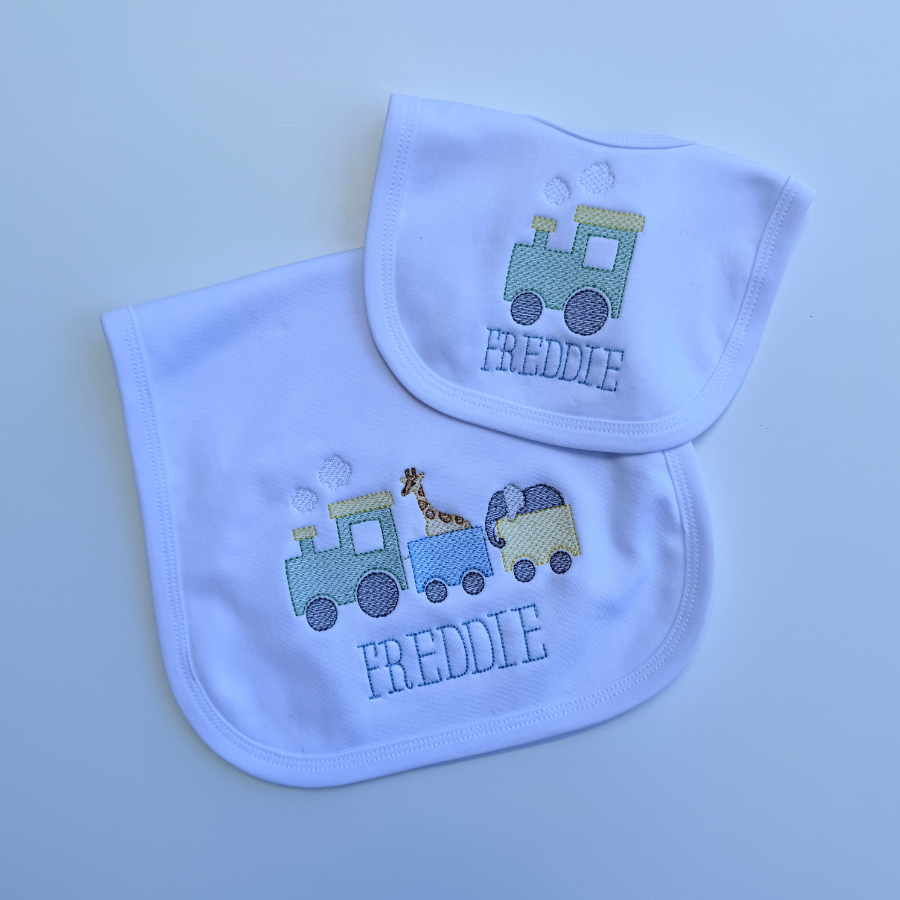 Zoo Train Burp Cloth