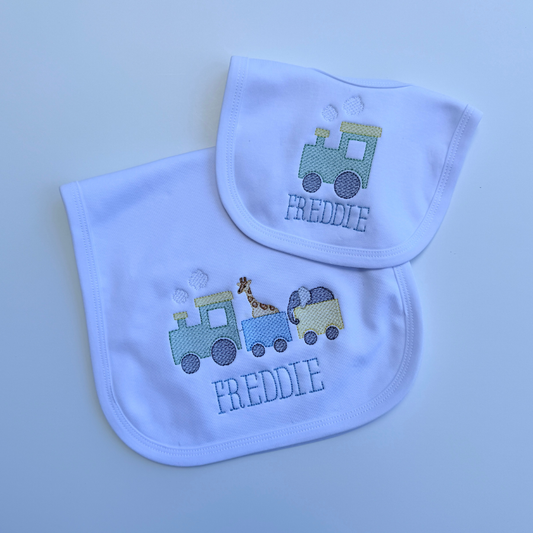 Zoo Train Burp Cloth