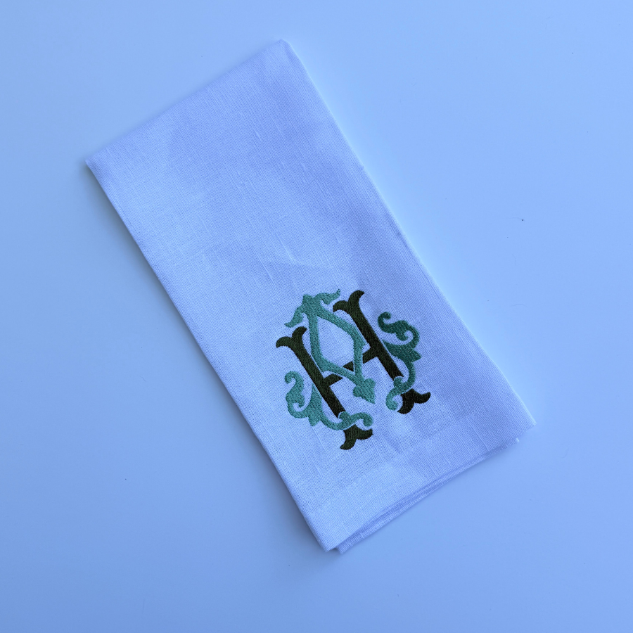 Interlocking Initial Linen Guest Towel