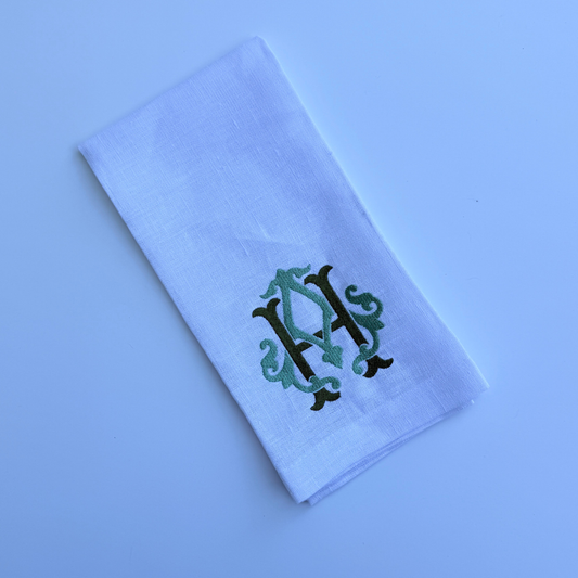Interlocking Initial Linen Guest Towel