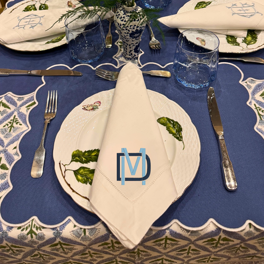 Interlocking Block Embroidered Dinner Napkins