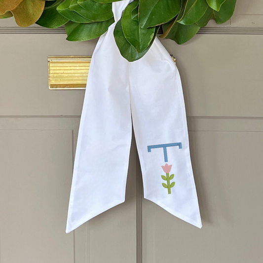 Tulip Initial Wreath Sash