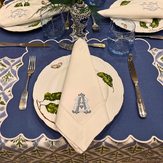 Interlocking Vintage Embroidered Dinner Napkins