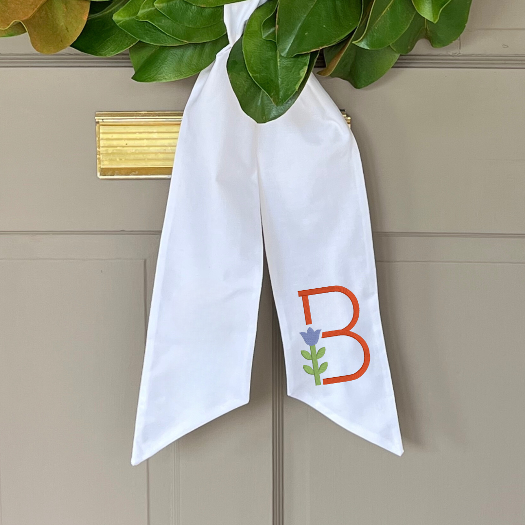 Tulip Initial Wreath Sash