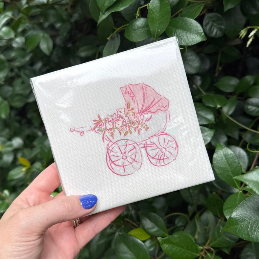 Baby Carriage Linun Napkins
