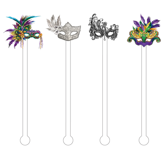 Mardi Gras Masks Acrylic Stir Sticks