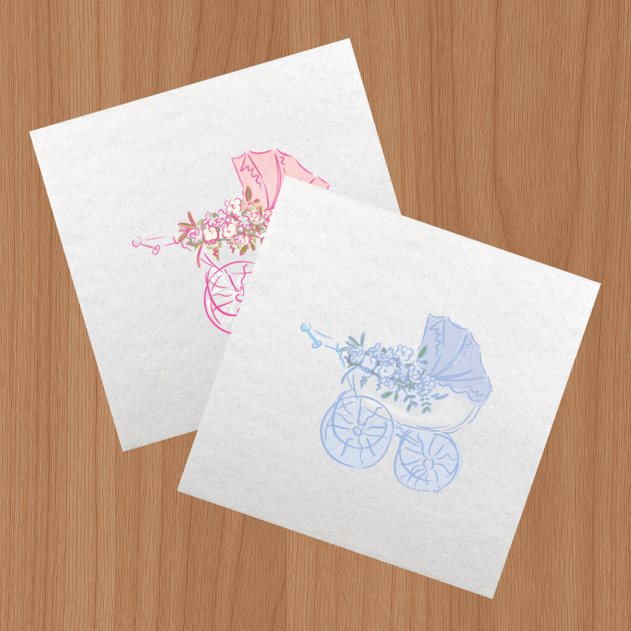 Baby Carriage Linun Napkins