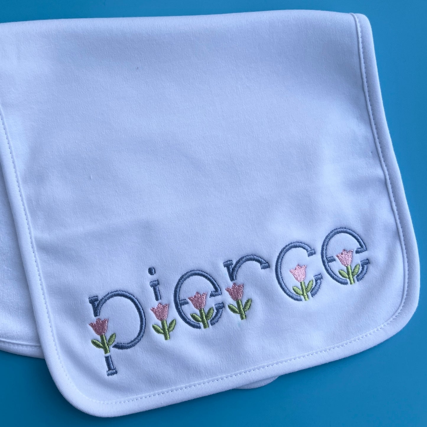 Tulip Name Burp Cloth