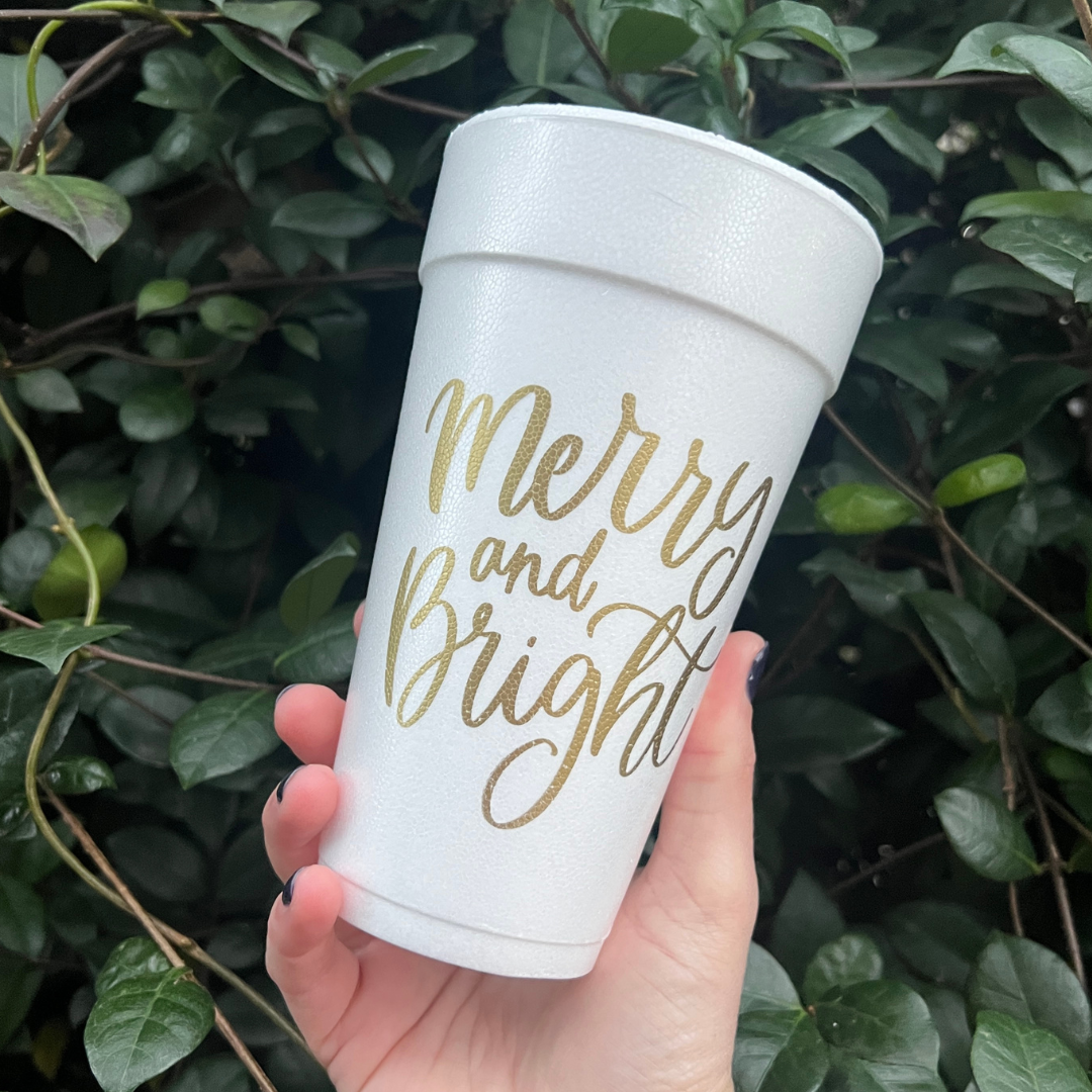 Merry and Bright Styrofoam Cups