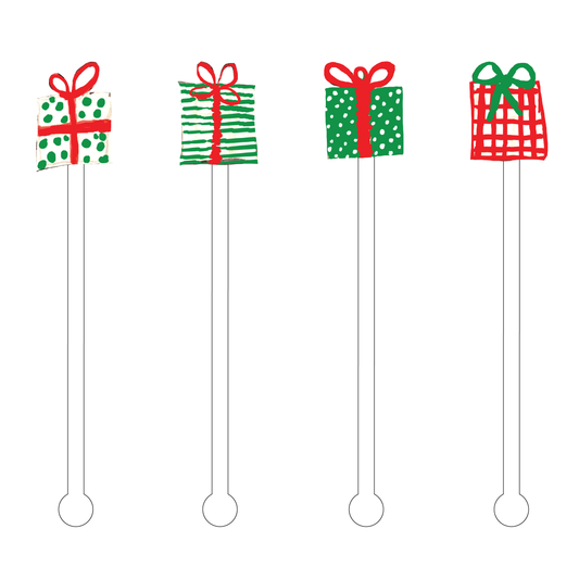 Christmas Present Acrylic Stir Sticks