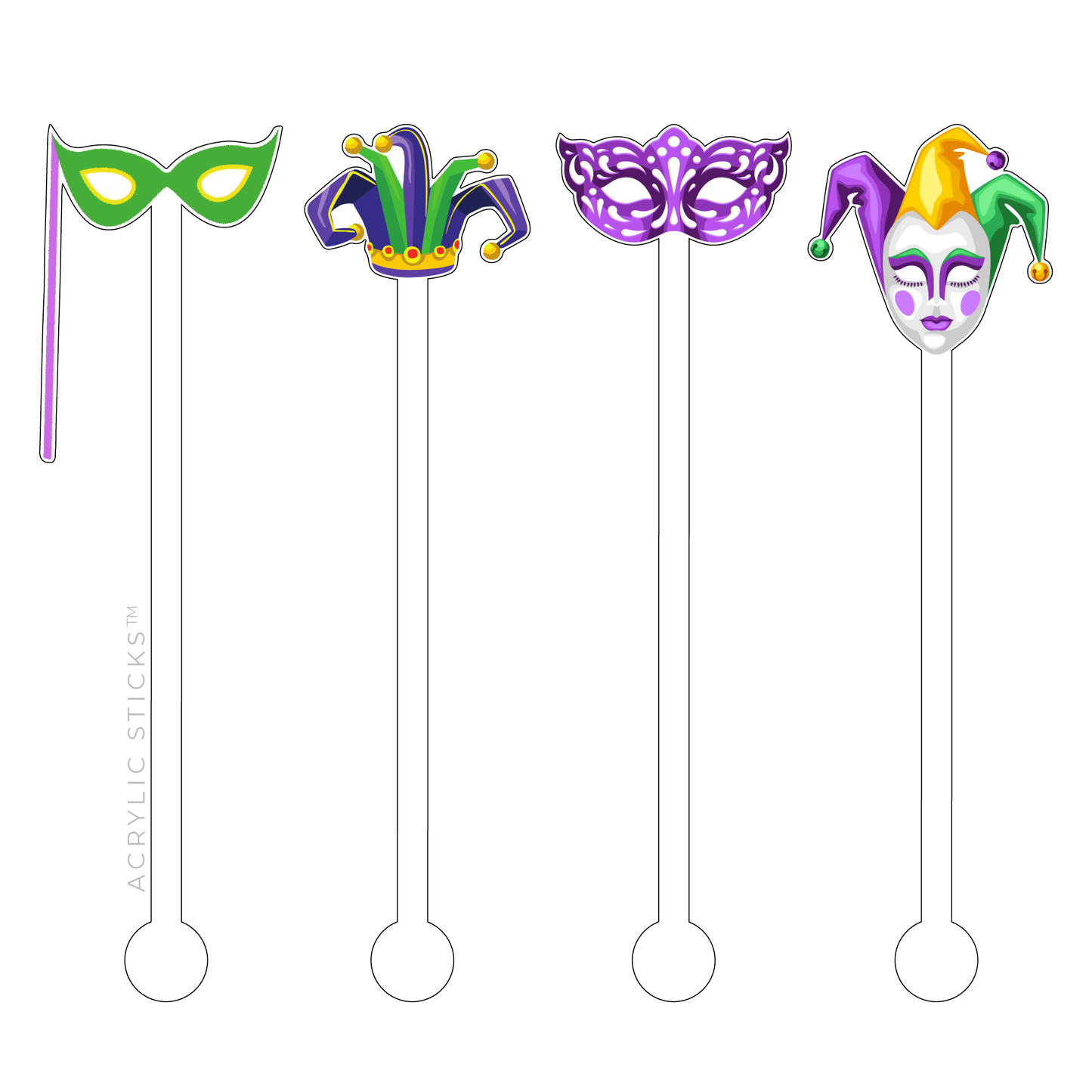 Mardi Gras Mask Acrylic Stir Sticks